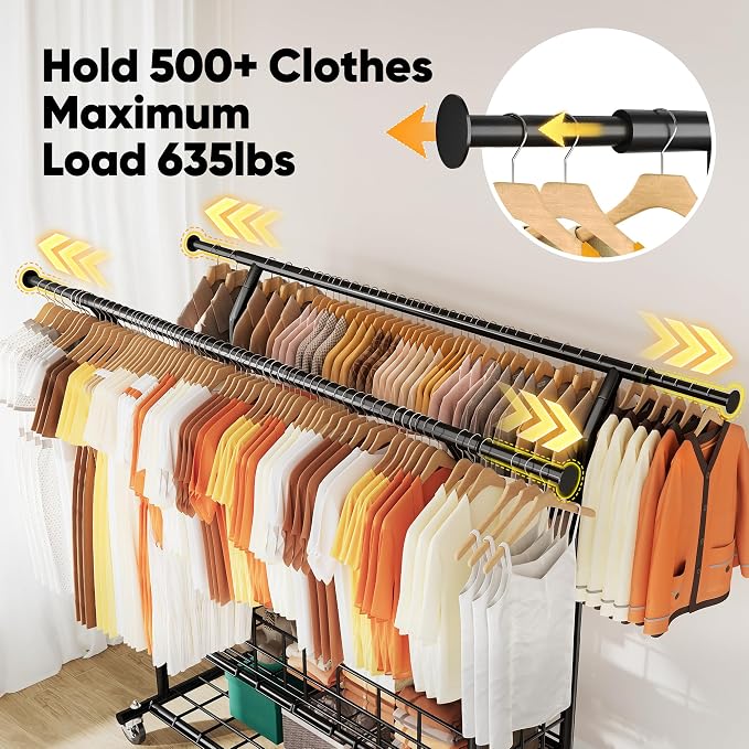 HOKEEPER Heavy Duty Clothes Rack Load 635 LBS, Clothing Rack - Image 3