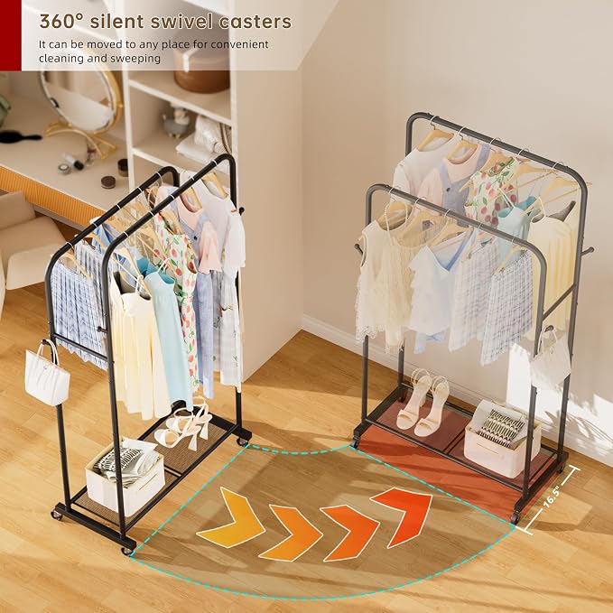 Clothes Garment Coat Rack Drying Clothing Racks Metal Freestanding - Image 4