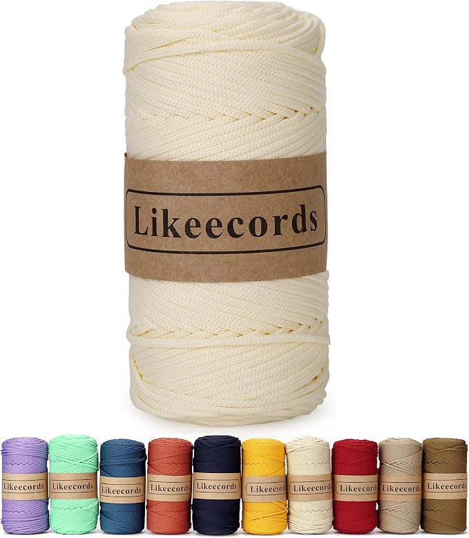 4mm Polyester Braided Macrame Cord 140Yards /426Feet, Elastic Yarn by Likeecords