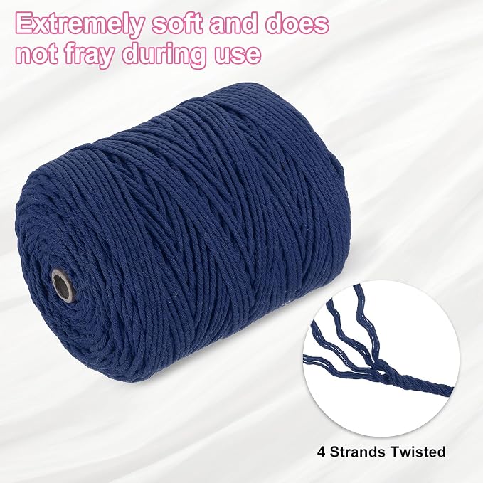 HARFINGTON Natural Macrame Cord 3mm x 328 Yards 4 Strand Twisted Cotton Macrame - Image 3
