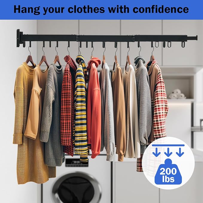 Clothes Drying Rack, Laundry Hanging Rack Wall Wount - Image 2