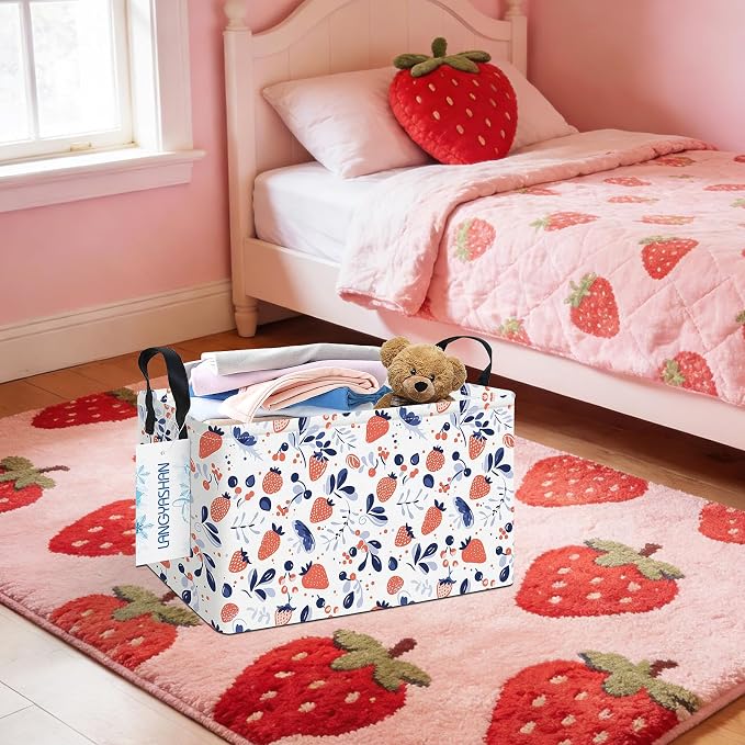 LANGYASHAN Rectangular Storage Bin Collapse Canvas Fabric Cartoon Storage Basket - Image 5