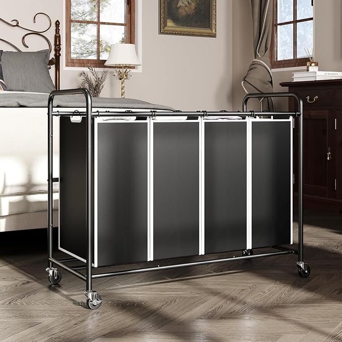 ROMOON Laundry Hamper Sorter Cart: 4-Section Organizer - Image 2