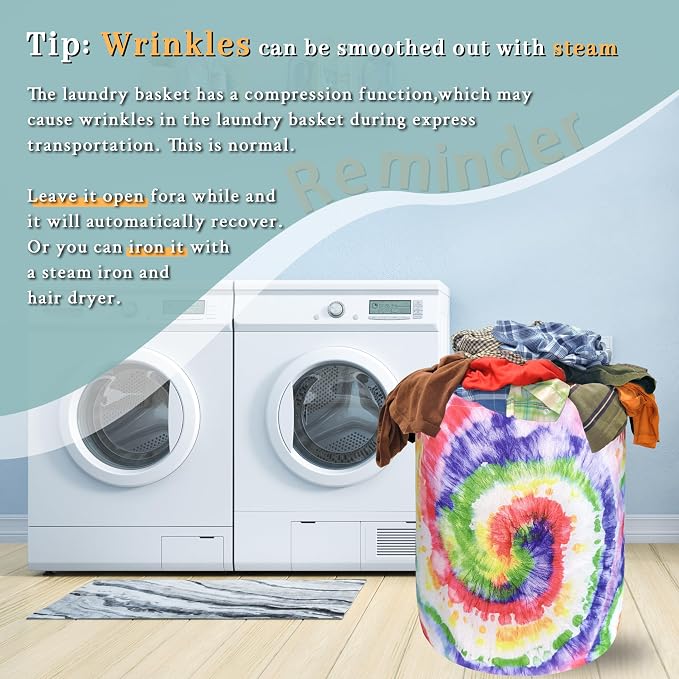 Tie Dye Laundry Hamper Rainbow Colorful Laundry Basket - Image 6