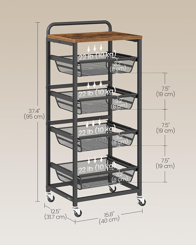 VASAGLE Storage Rolling Cart - Image 5