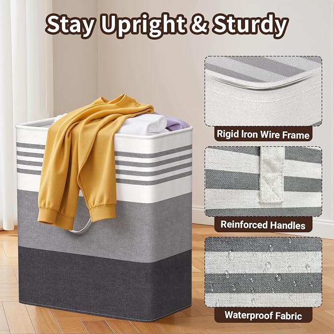 WOWBOX 2 Pack Laundry Hampers Baskets, Freestanding Dirty Clothes Hampers - Image 3
