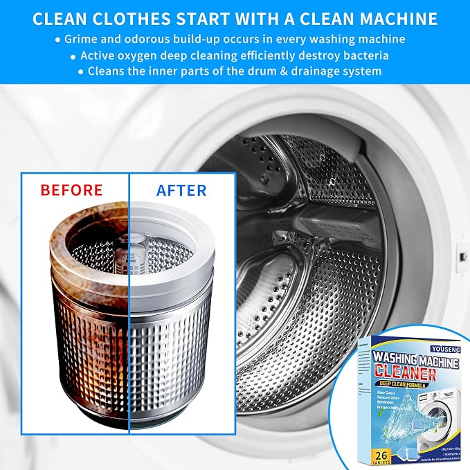 Washing Machine Cleaner Descaler 26 Pack-Deep Cleaning Tablets - Image 3