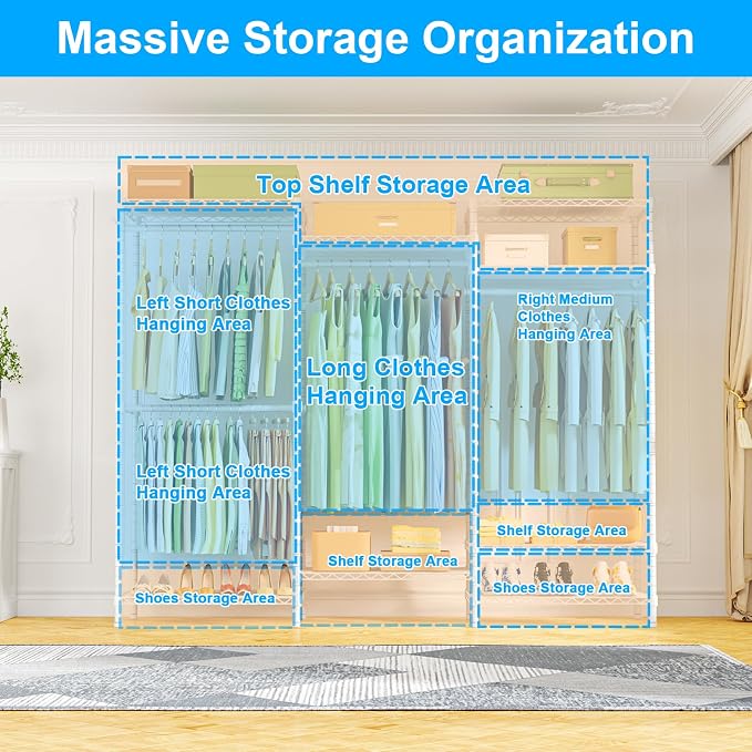 Ulif E13C Heavy Duty Closet Organizer System，Freestanding Clothing Racks - Image 3
