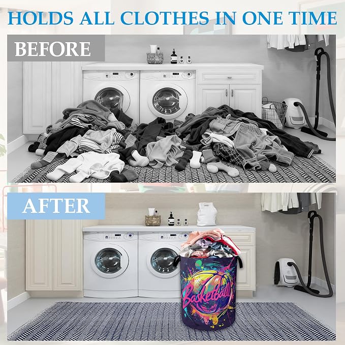 Basketball Graffiti Laundry Basket Collapsible Laundry Hamper Clothes Toy - Image 4