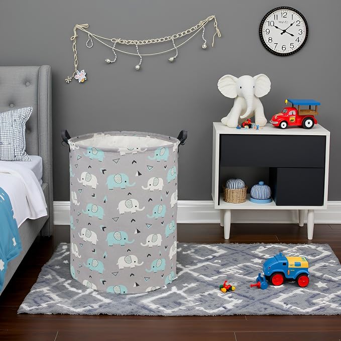 HIYAGON Elephant Baby Laundry Basket Baby Hamper - Image 5
