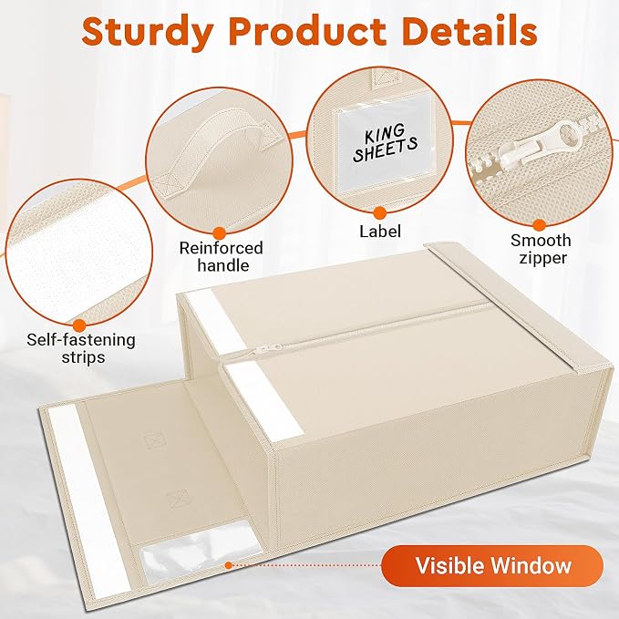 6 Pack Bed Sheet Closet Organizers and Storage, Sturdy Foldable Storage - Image 5