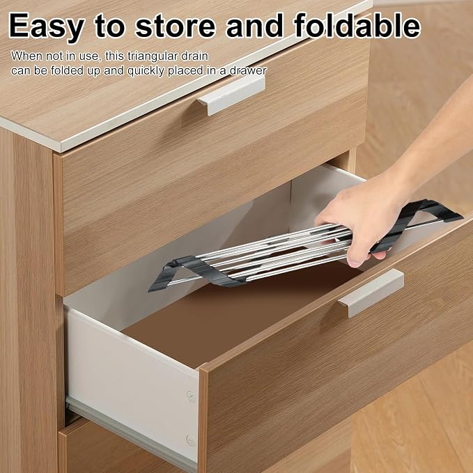 8Pcs Triangle Dish Drying Rack, Corner Stainless Steel Draining Rack, Foldable - Image 5