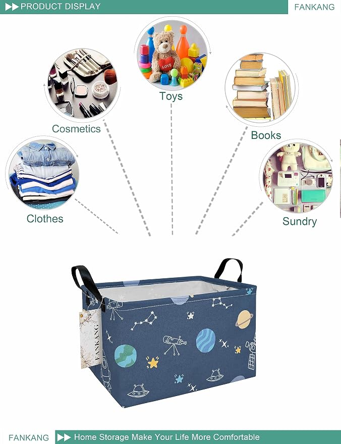 FANKANG Storage Bins, Nursery Hamper Canvas Laundry Basket Foldable - Image 3