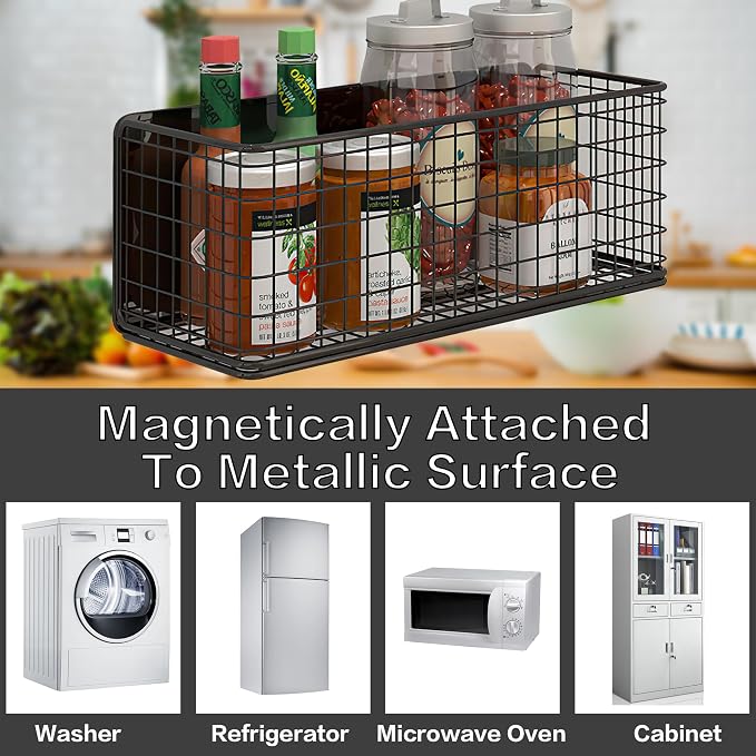 Magnetic Basket Fridge Large Magnetic Pen Holder Whiteboard Metal Wire Basket - Image 3