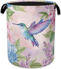 Hummingbird Laundry Basket, Foldable Oxford Cloth Pink Flower Laundry Hamper by Unknown