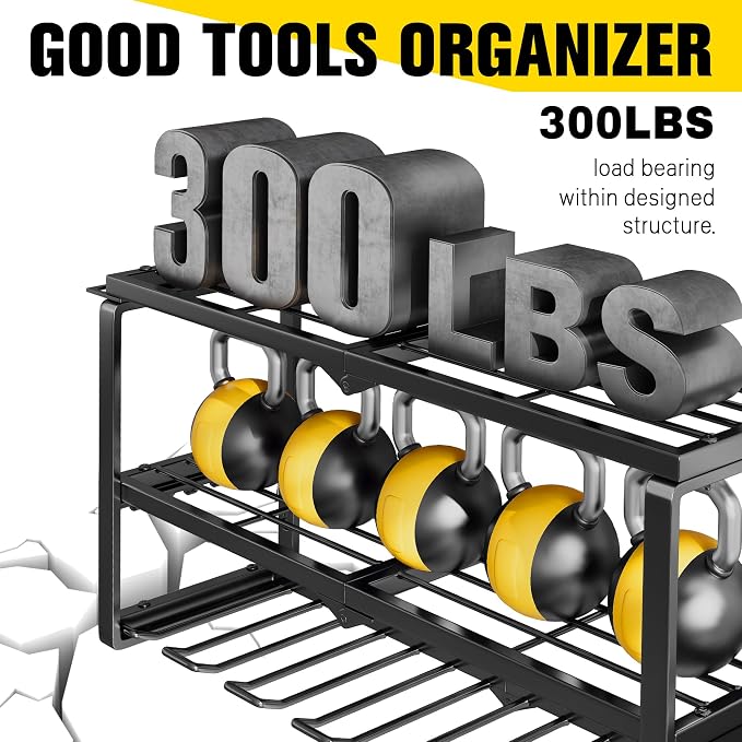 Heavy Duty Power Tool Organizer Wall Mount - 300lb Capacity 3-Tier Storage Rack - Image 3