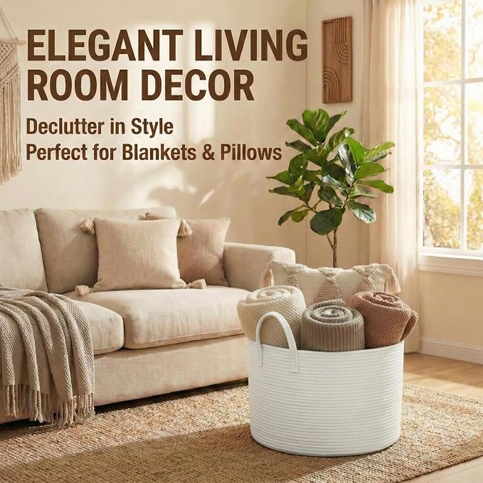 65L Extra Large Blanket Basket for Living Room - Image 2
