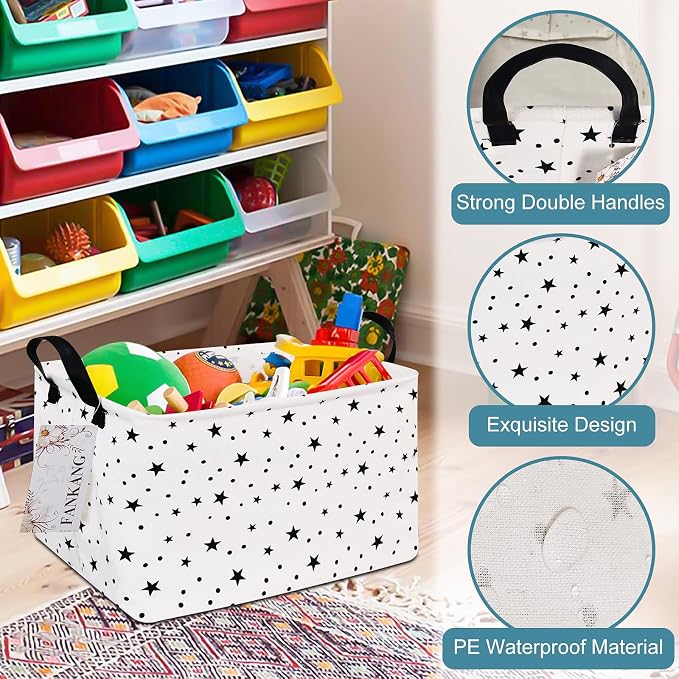 FANKANG Storage Basket, Nursery Hamper Canvas Laundry Basket Foldable - Image 6