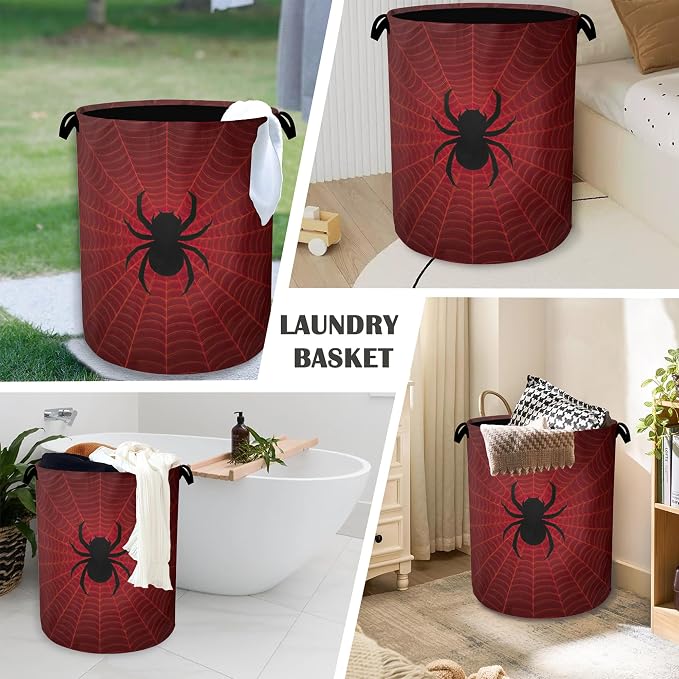 Halloween Spider Web Laundry Hamper, Dirty Clothes Laundry Basket - Image 4