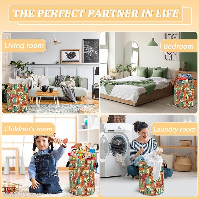 Tropical Cactus Laundry Basket, Foldable Waterproof Oxford Cloth Laundry Hamper - Image 7