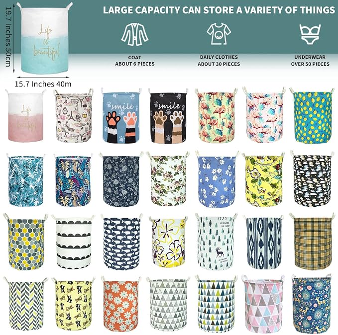 Merdes 19.7’’ Waterproof Foldable Laundry Hamper, Dirty Clothes Laundry Basket - Image 3