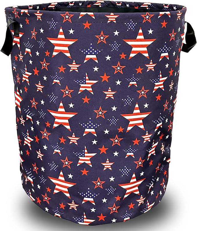 American Flag Laundry Basket Foldable by SELIONLIKN
