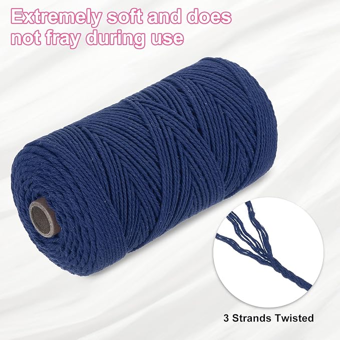 HARFINGTON Natural Macrame Cord 2mm x 220 Yards 3 Strand Twisted Cotton Macrame - Image 3