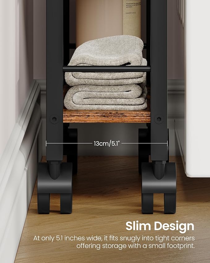 4-Tier Slim Storage Cart, 5.1'' Kitchen Serving Trolley, Slim Rolling Cart - Image 6