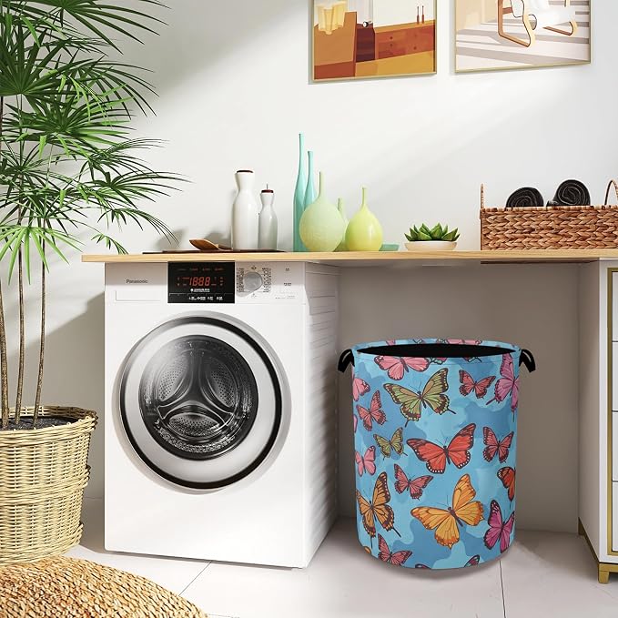 Colorful Butterfly Laundry Basket, Foldable Oxford Cloth Tote Bag Laundry - Image 8