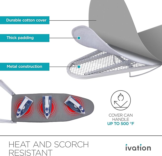 Ivation Wall-Mounted Ironing Board | Foldable 36.2” x 12.2” Ironing Station - Image 4