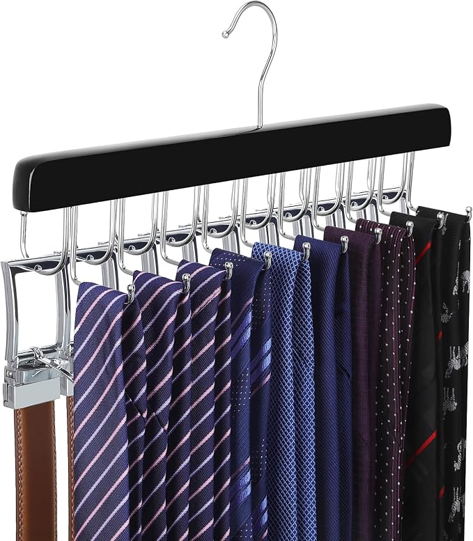 TOPIA HANGER 20 Hooks 2 in 1 Belt Tie Hanger by TOPIAHANGER