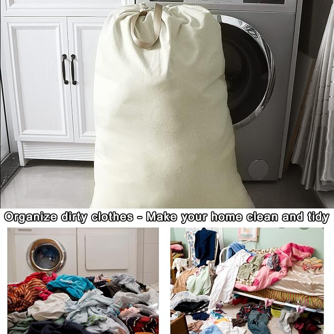 Heavy Duty Laundry Bag with Drawstring and Handle, Extra Large Travel Dirty - Image 6