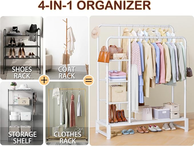 Double Rods Clothes Rack Clothing Rack - Image 4