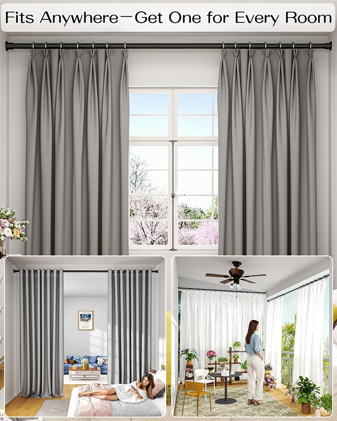 Tension Curtain Rod by EZFurni, 2 Sets 42-123 Inches, Heavy Duty Tension Rods - Image 4
