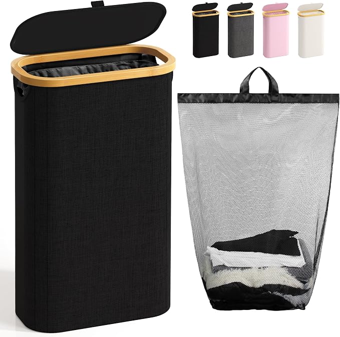 75L Slim Laundry Hamper with Lid, Dirty Clothes Hampers by Bathola