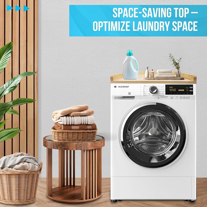 Skywin Washer Dryer Countertop 24 x 29.9 x 3.1 Inches, Single Real Solid Wood - Image 3