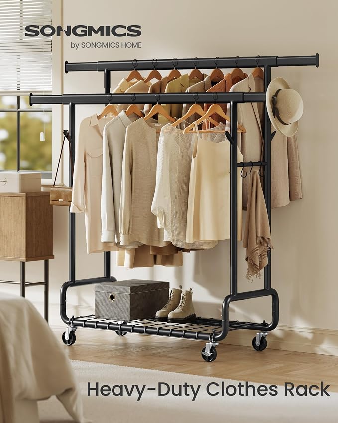 SONGMICS Clothes Rack, Heavy-Duty Rolling Clothing Garment Rack - Image 2