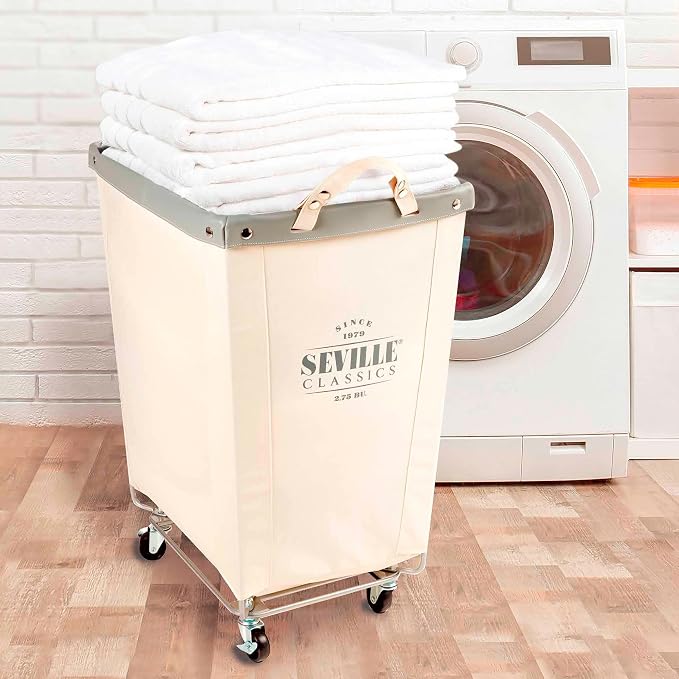 Seville Classics Large Commercial Heavy Duty Rolling Steel Frame Laundry Hamper - Image 5