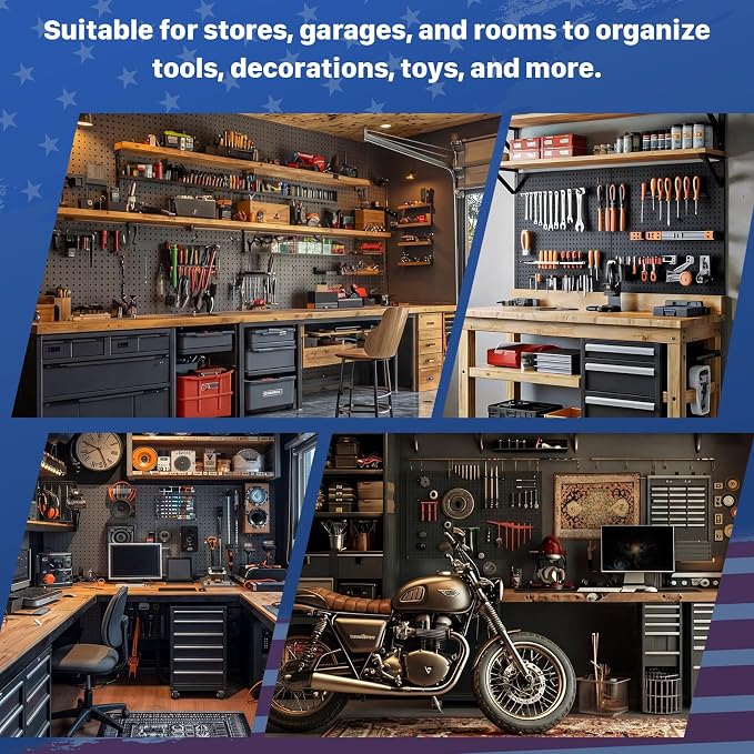 2 Pcs 24”×16”Metal Pegboard Panels, Heavy Duty Peg Boards - Image 8