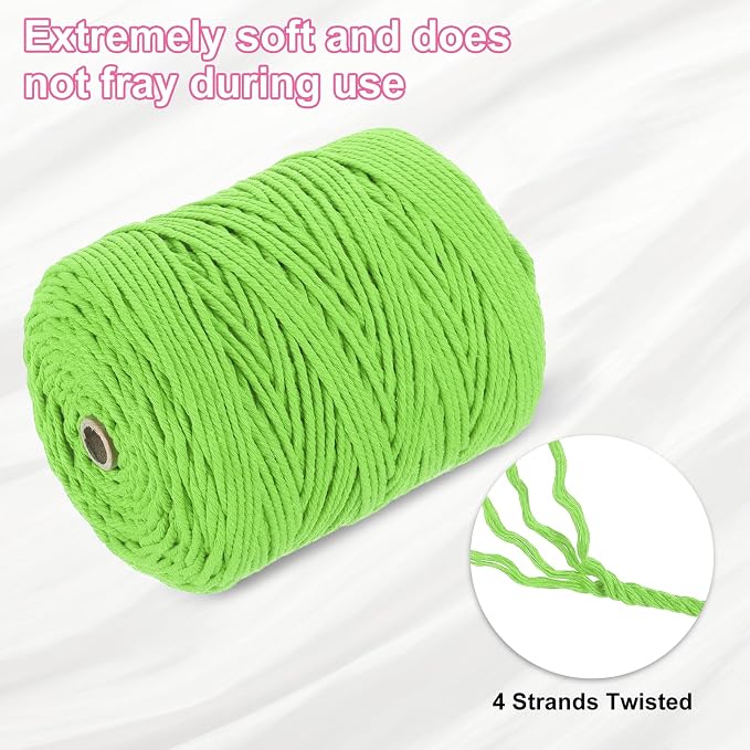 HARFINGTON Natural Macrame Cord 3mm x 328 Yards 4 Strand Twisted Cotton Macrame - Image 3