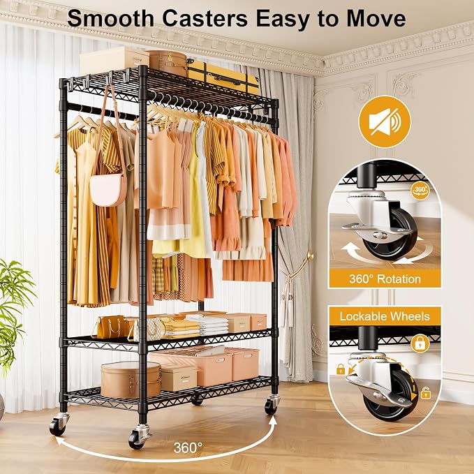 P7 Rolling Clothes Rack, Clothing Racks - Image 5