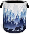 Mama Bear Laundry Basket Forest Mountains Foldable Oxford Cloth Funny Tote Bag by NUTAINLA