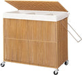 WOWLIVE Laundry Hamper with Wheels, 160L Handwoven Rolling Laundry Basket 3 by WOWLIVE