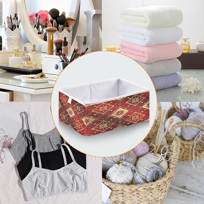 senya Large Storage Bins Tile Golden Tile Collapsible Foldable Storage Cubes - Image 5