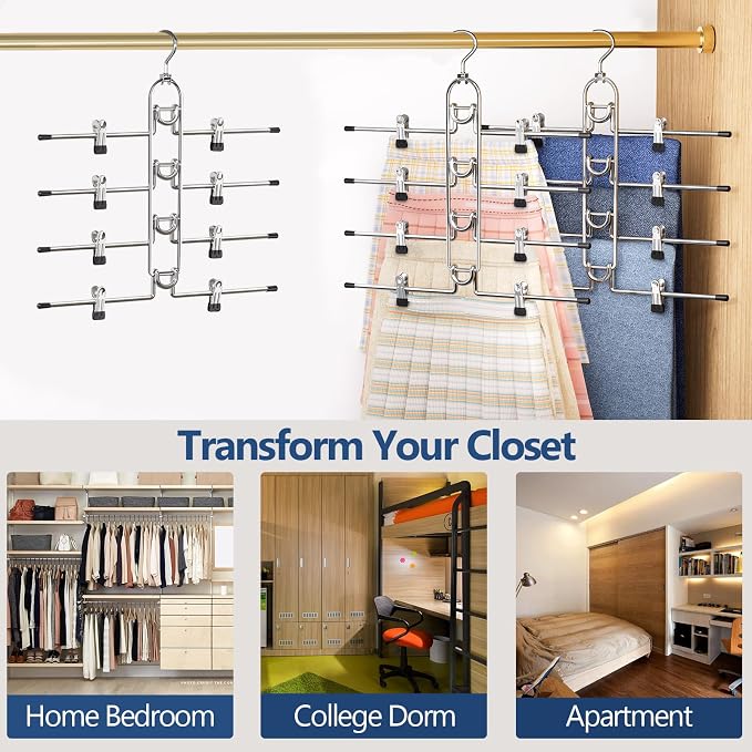 Pants Hangers With Clips, Newly Upgraded Detachable Space Saving Hangers - Image 6