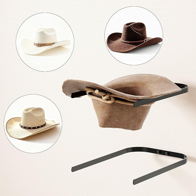 2-Pack Metal Hat Rack for Wall Mount – Space-Saving Cowboy Hat Holder & DIY - Image 9