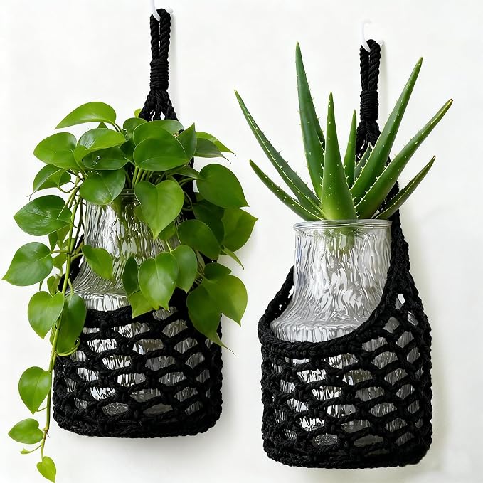 Macrame Wall Plant Hanger, Hanging Planter Basket Holder, Wall Planters by Unknown