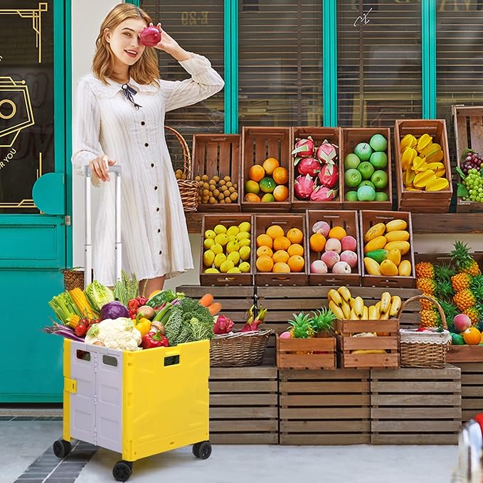 Foldable Shopping Utility Cart Portable Rolling Crate Handcart - Image 2