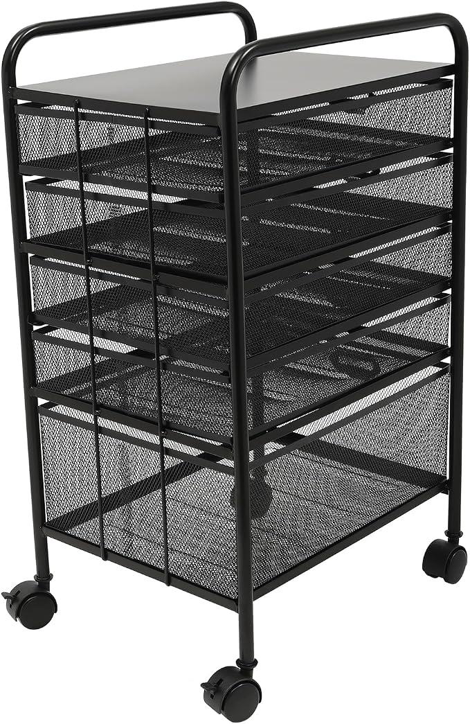 Rolling File Cabinet with 5 Drawers Craft Cart Organizer with Wheels Slim - Image 9