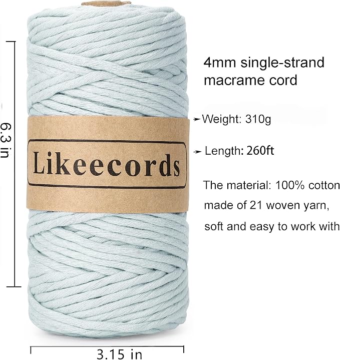 2 Skeins of 4mm X 80m Single Strand Macrame Cord Handmade Decorations Softer - Image 2